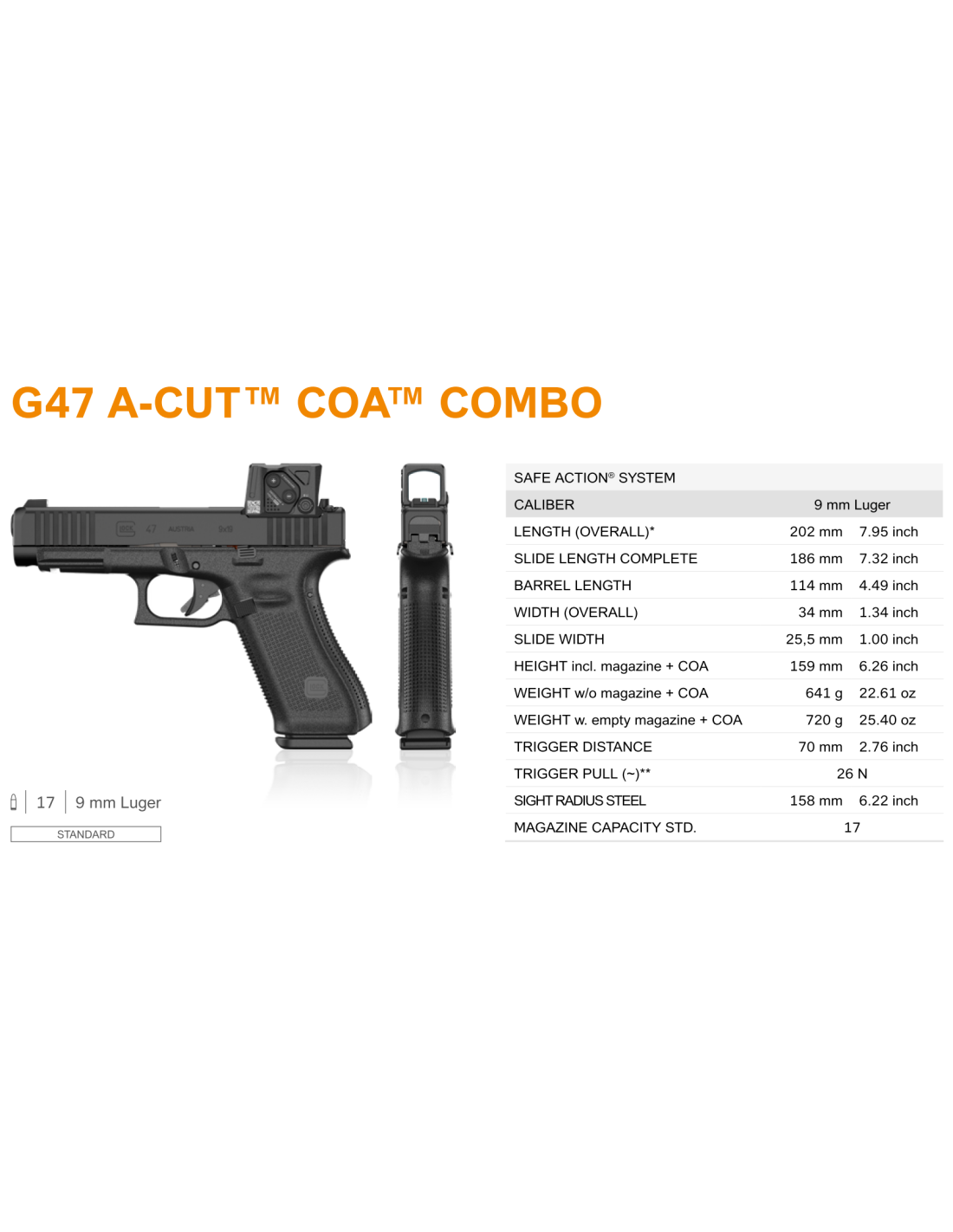 GLOCK - 47 MOS - A-CUT COMBO AIMPOINT COA - CAL 9 X 19 – Image 6