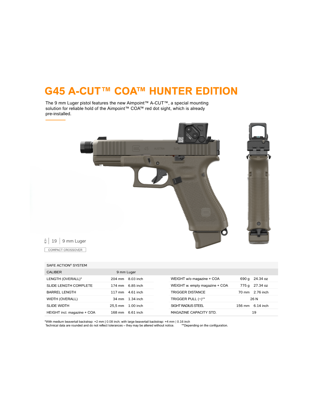 GLOCK - 45 GEN5 HUNTER MOS - FILETE - CAL 9X19 13.5X100 COA – Image 5